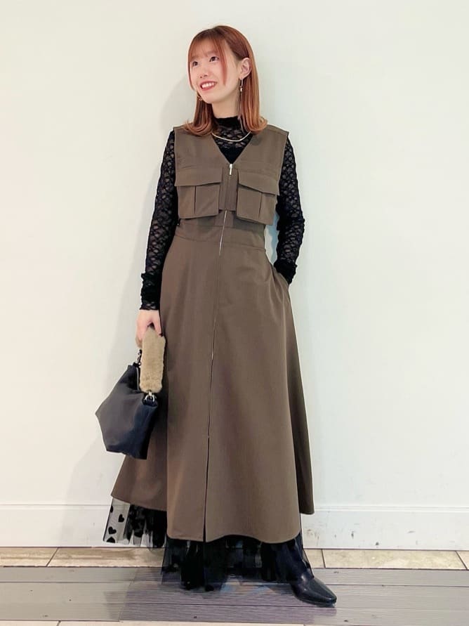 ポケット付きジレワンピース