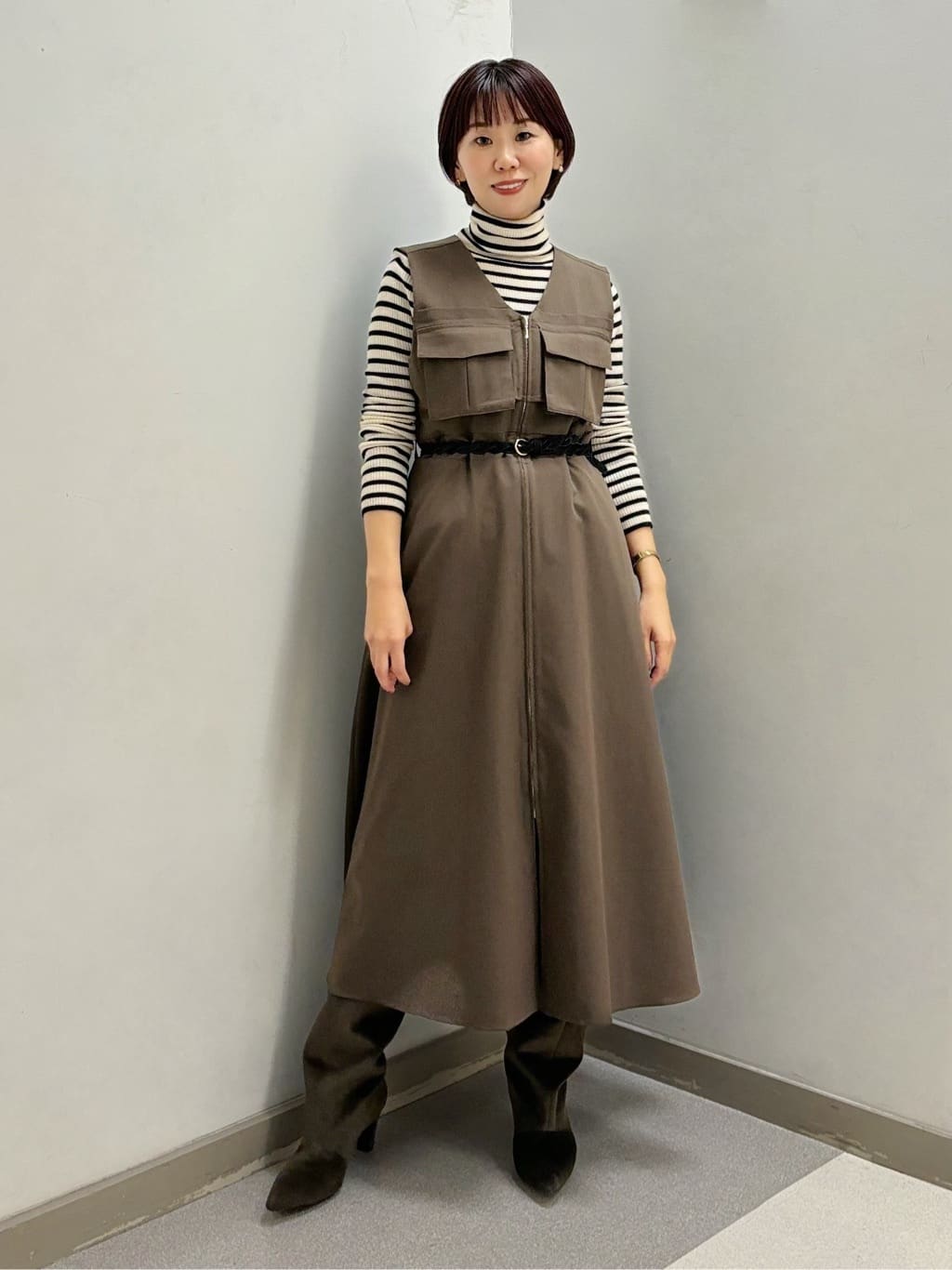 ポケット付きジレワンピース