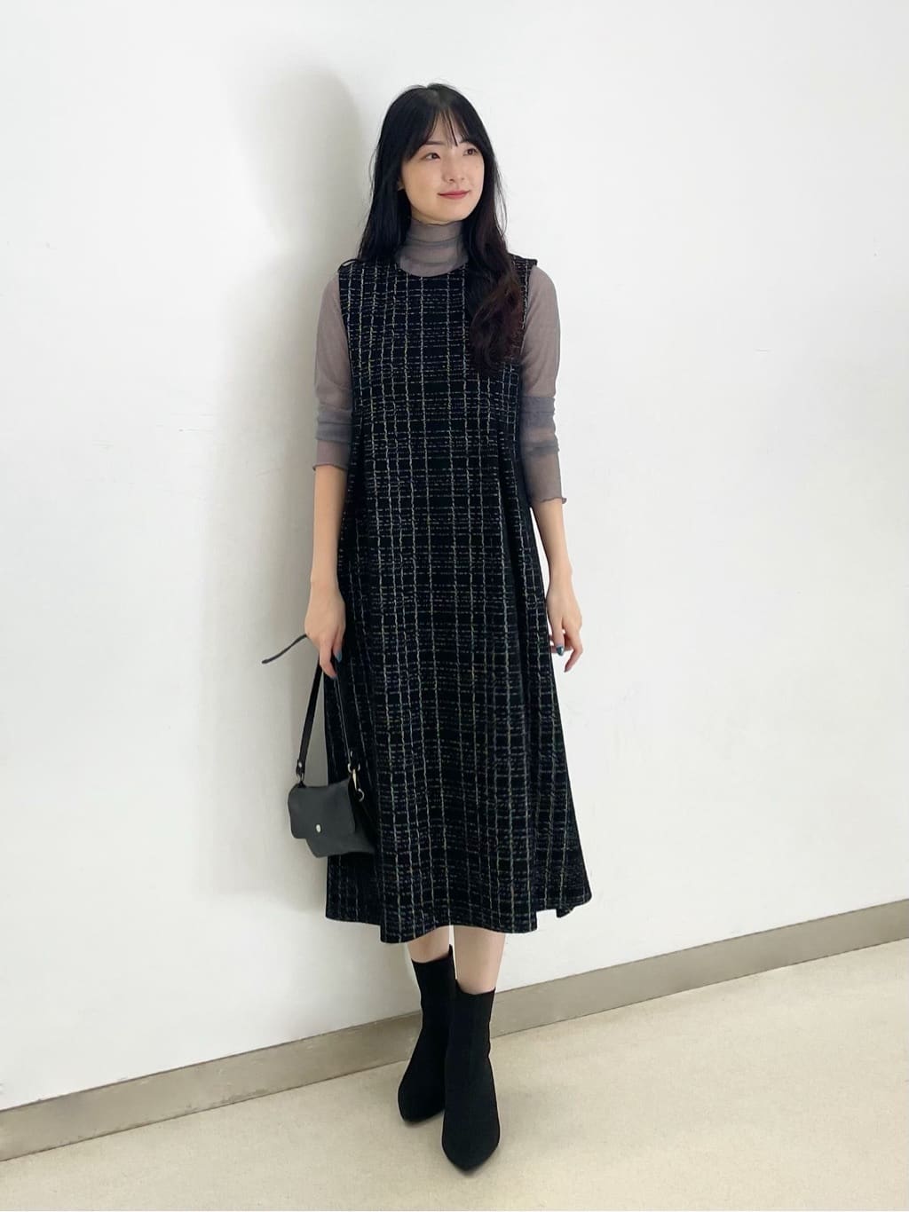 ツイードタッチチェックワンピース