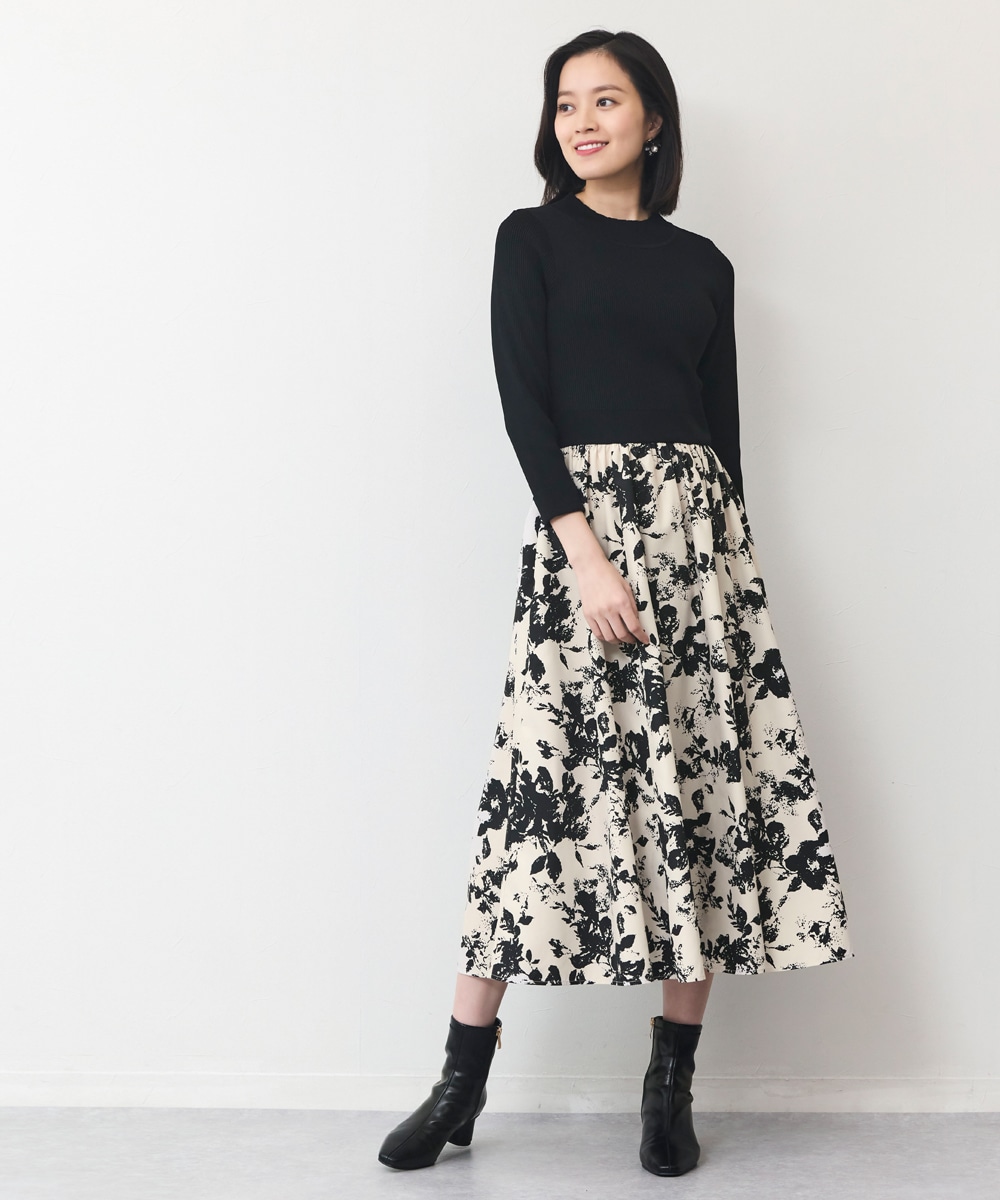 ニット切り替えワンピース