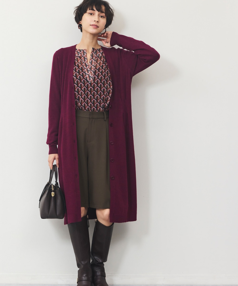 ボタンロングカーディガン