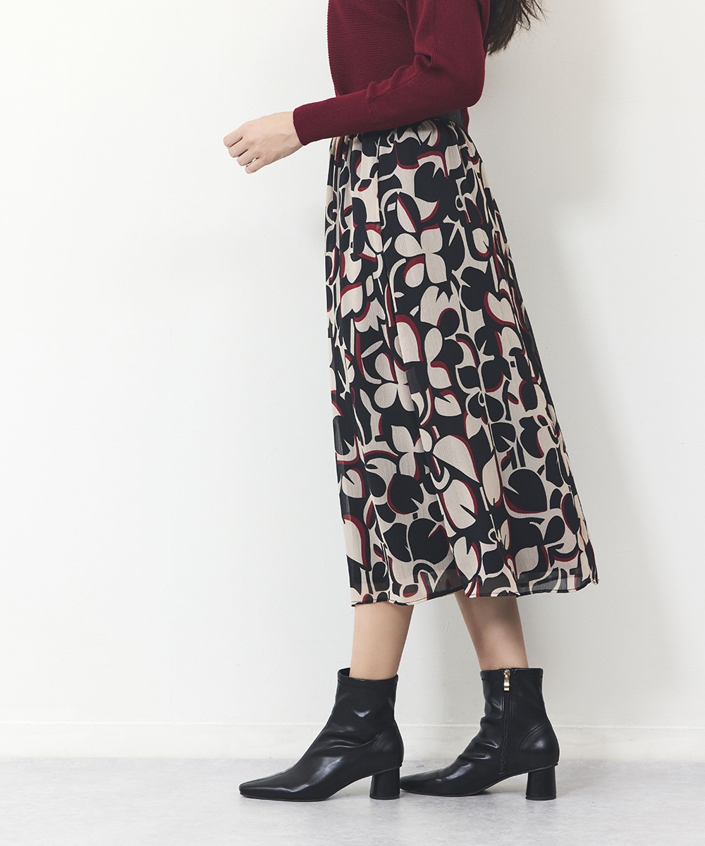 アートフラワープリントスカート