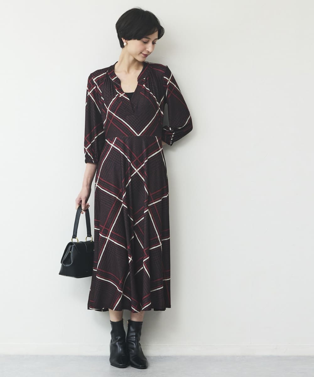 ビッグチェックジャージワンピース