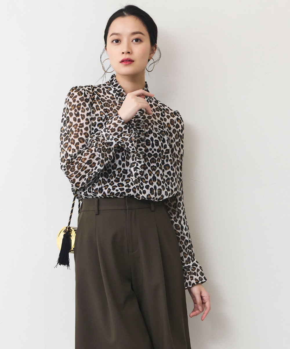 レオパードフリルブラウス