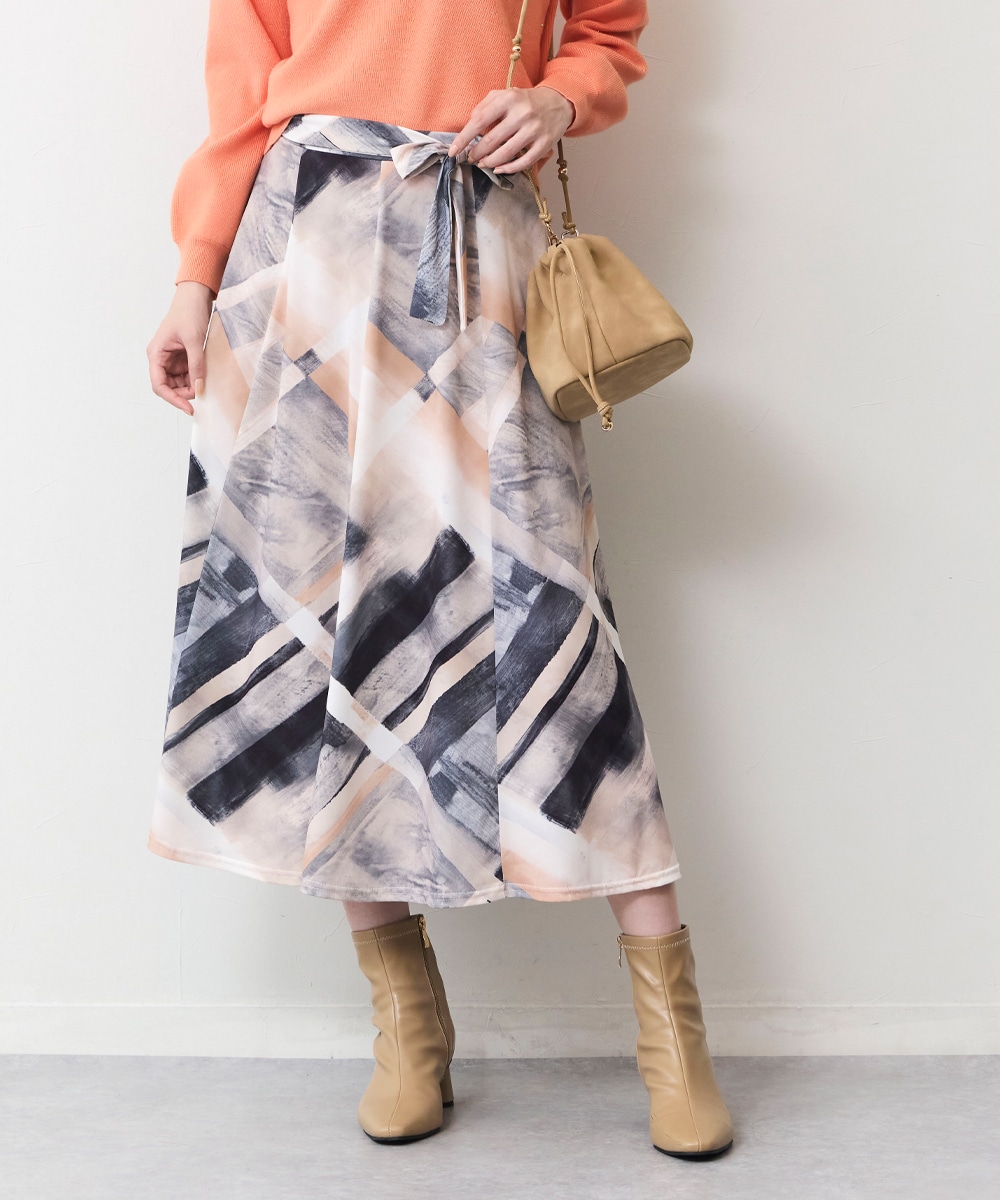 チェックプリントジャージスカート