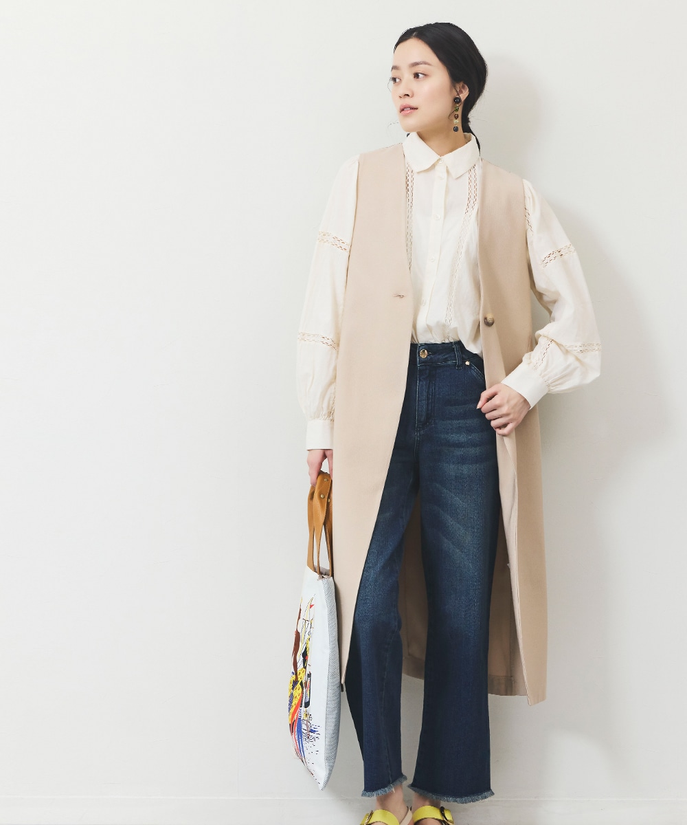 バックスリットロングジレ