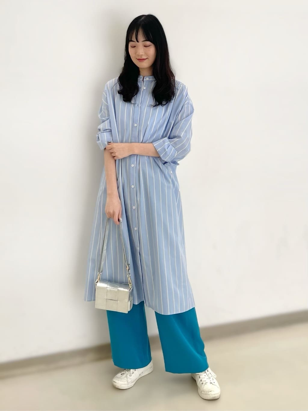 ストライプシャツワンピース