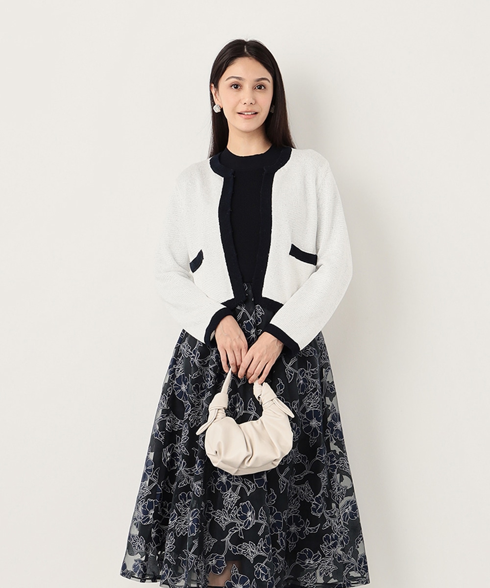 バイカラースパークルニットジャケット