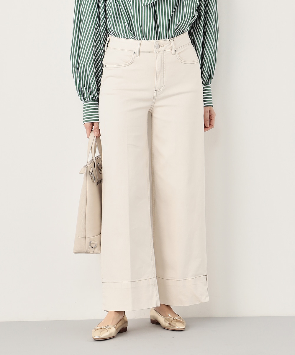 ホワイトデニムワイドパンツ