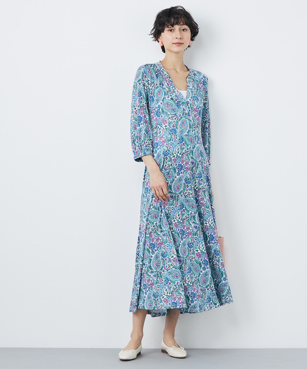 フラワーペイズリージャージワンピース