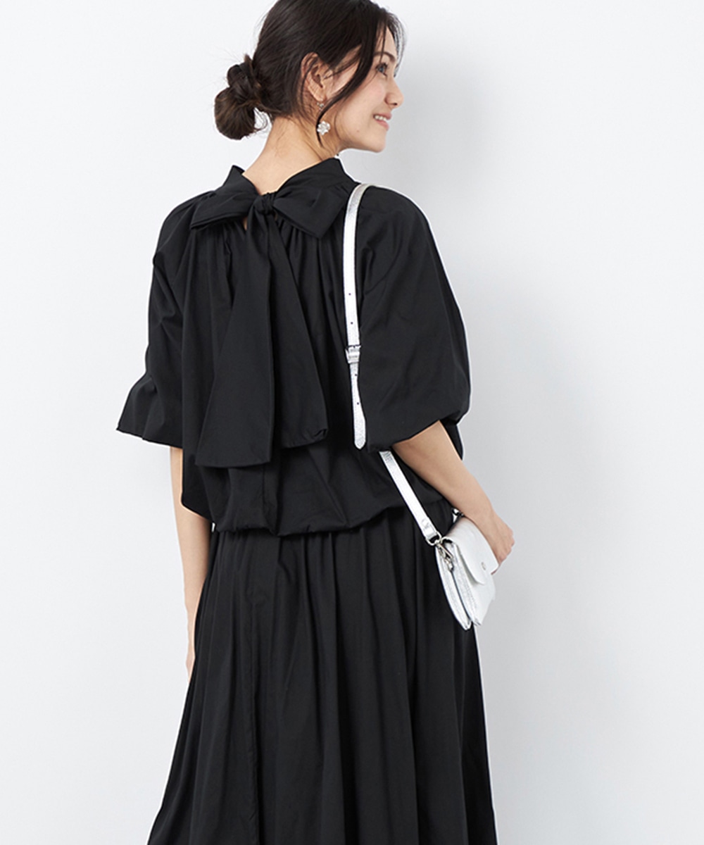 バックリボンバルーンブラウス