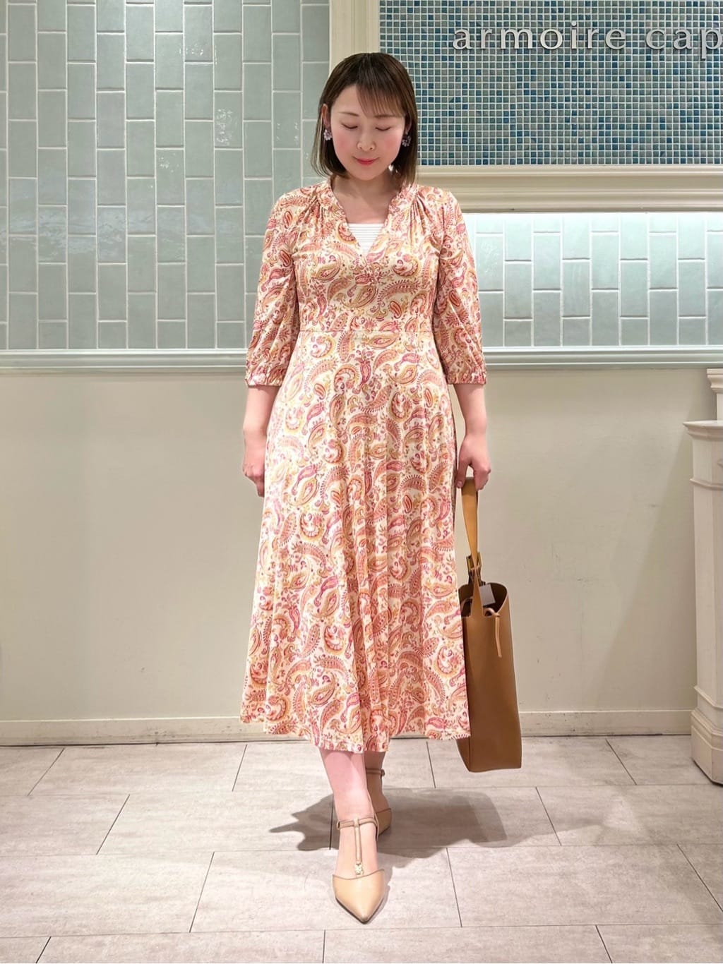 ペイズリージャージワンピース