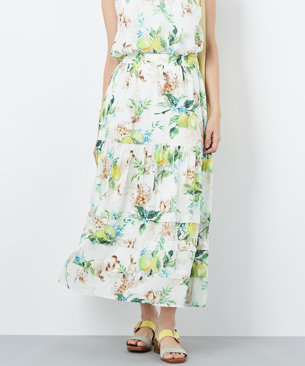 レモンプリントティアードスカート