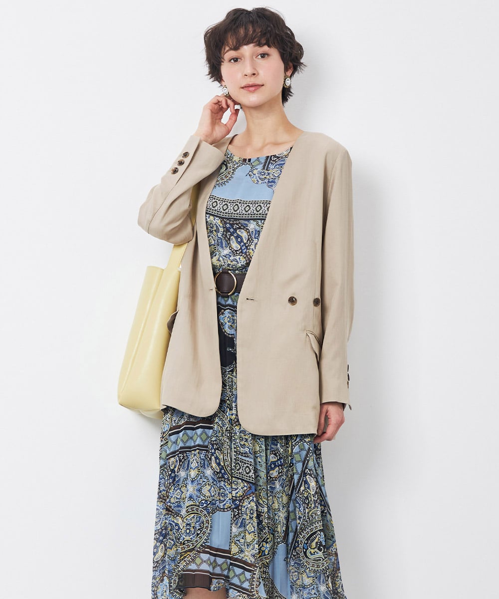 ノーカラーアシメジャケット