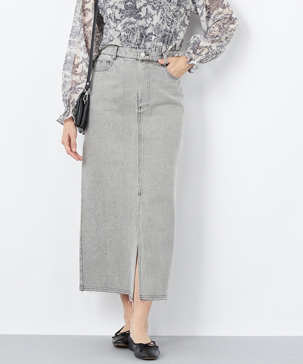 ブリーチデニムタイトスカート