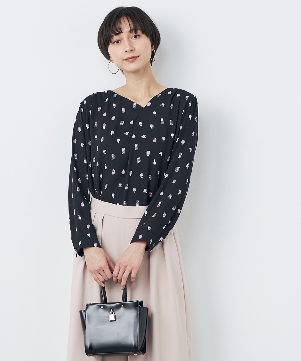 香水プリントブラウス