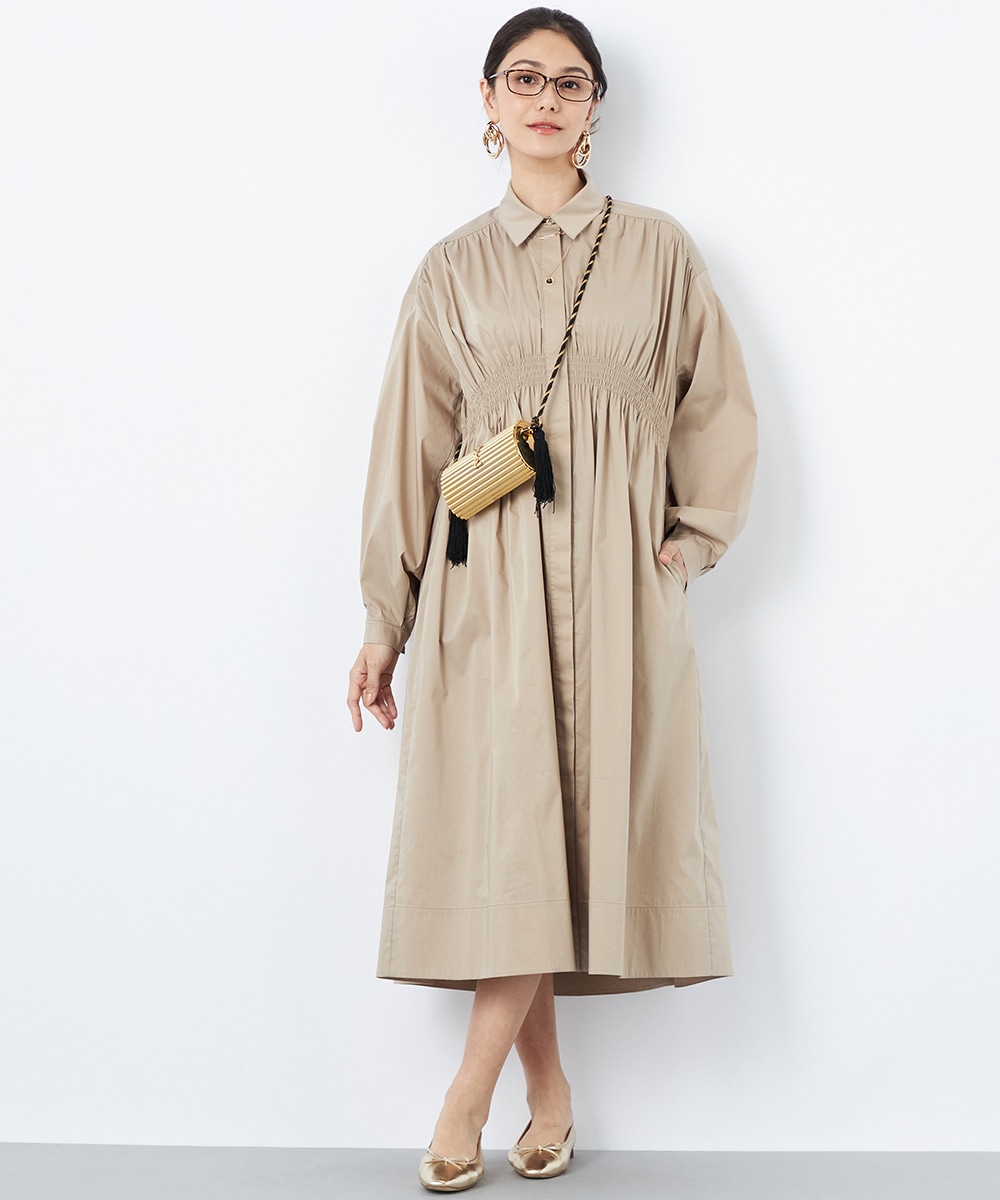 シャーリングシャツワンピース