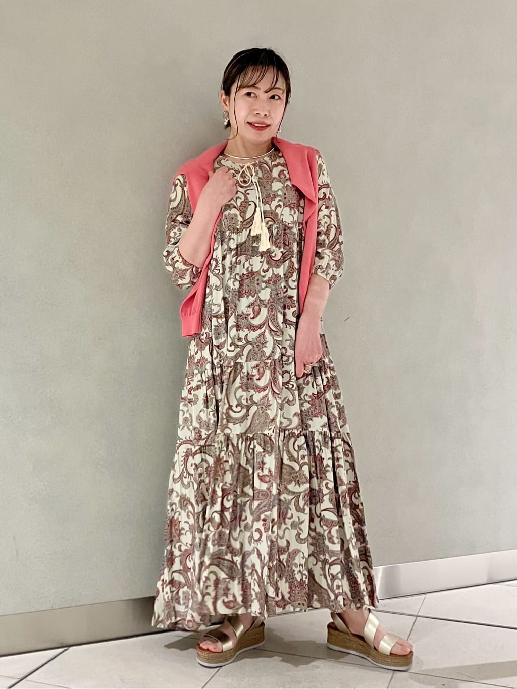 ペイズリープリントロングワンピース