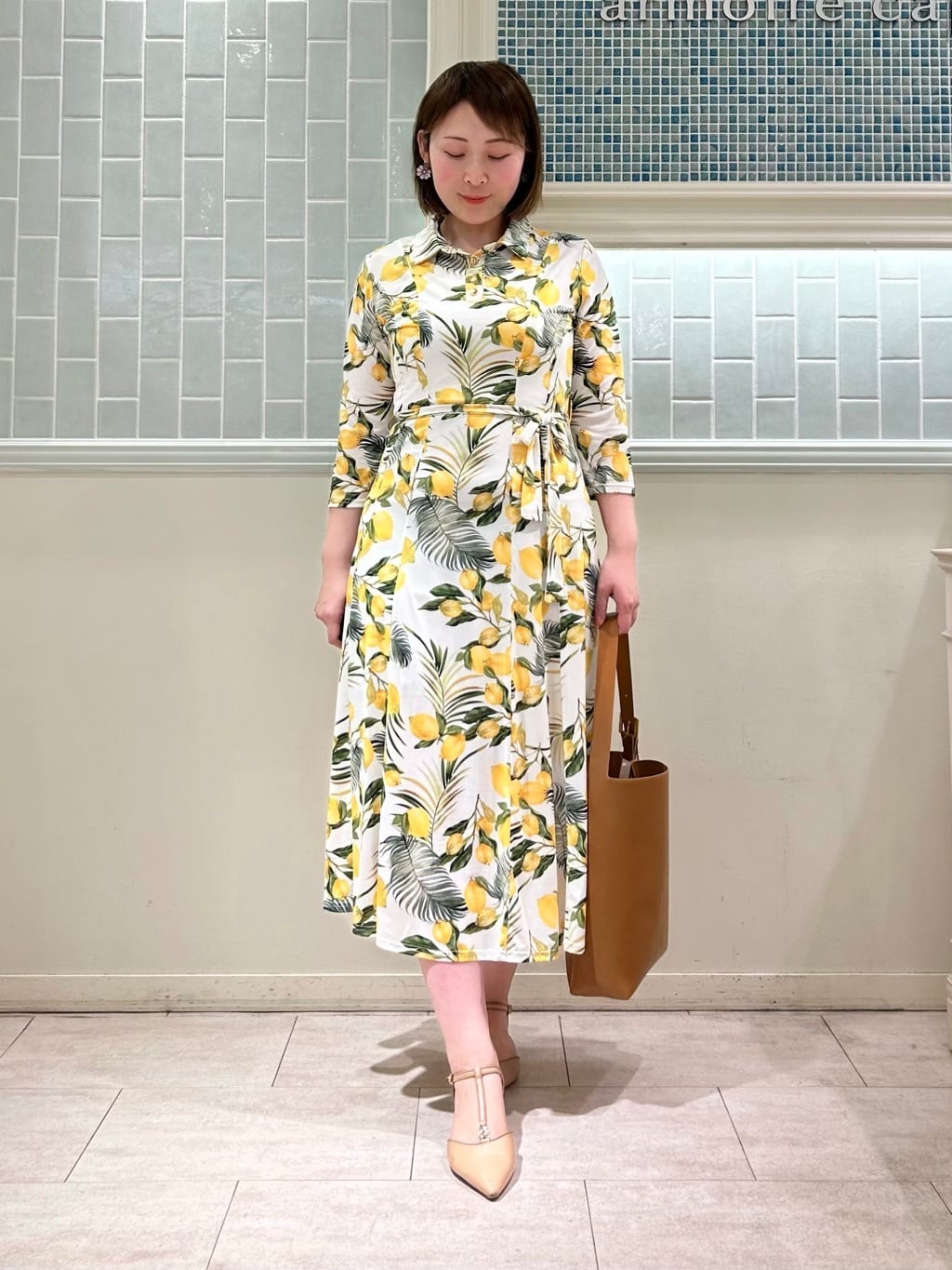 レモンモチーフジャージワンピース