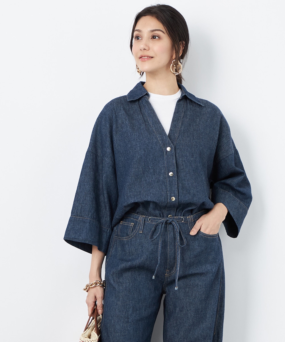 ショート丈デニムシャツ
