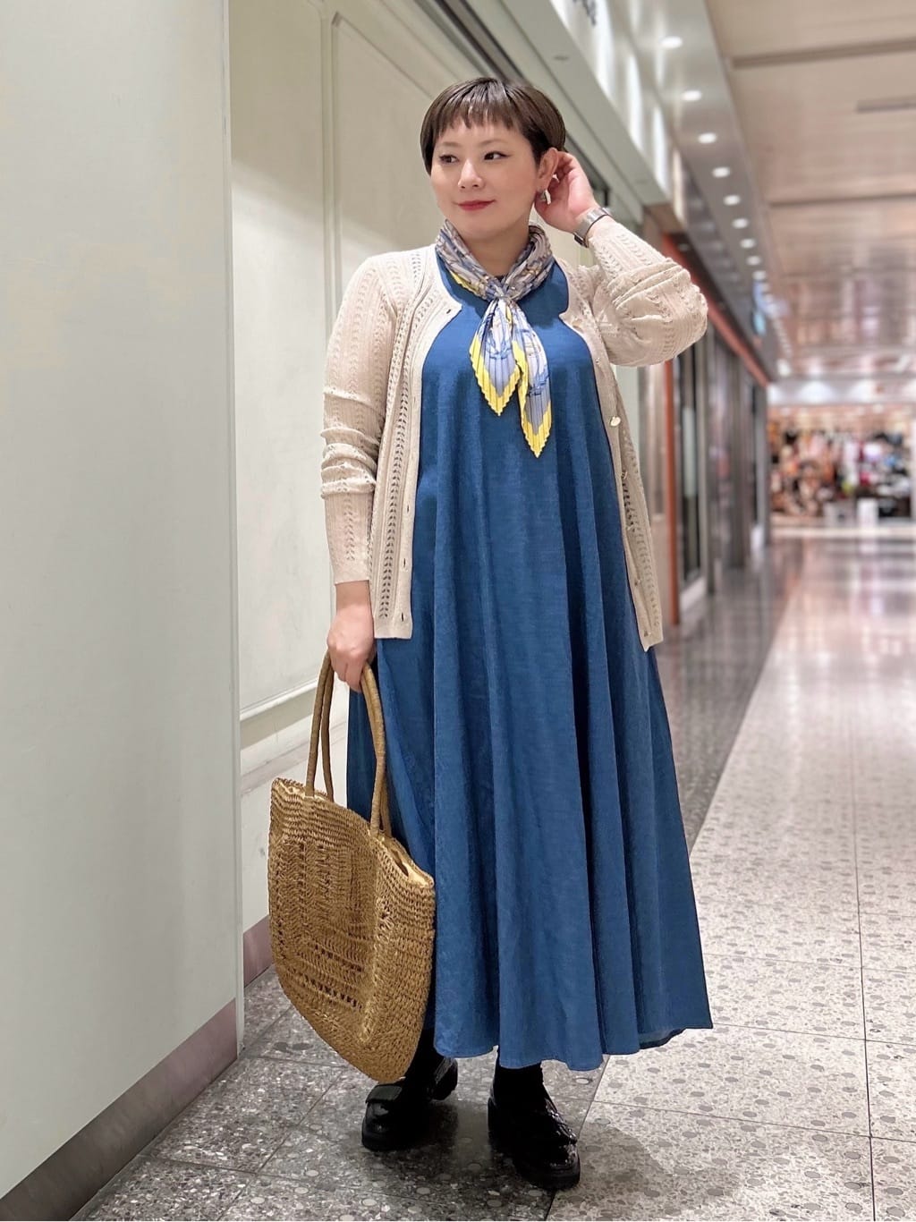 デニムAラインワンピース