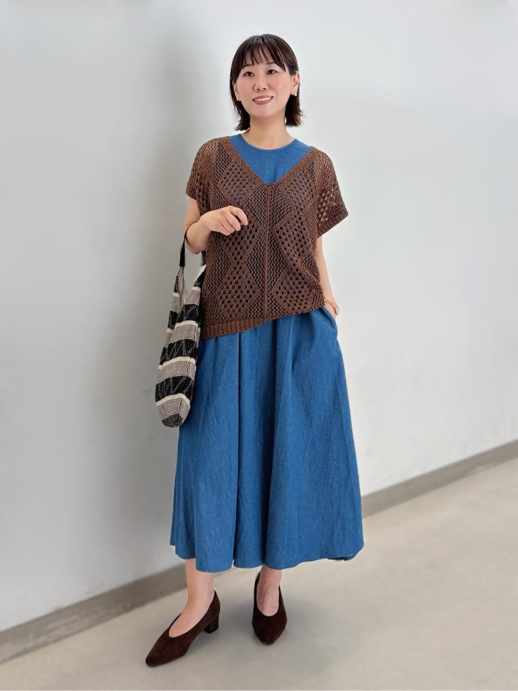 デニムAラインワンピース