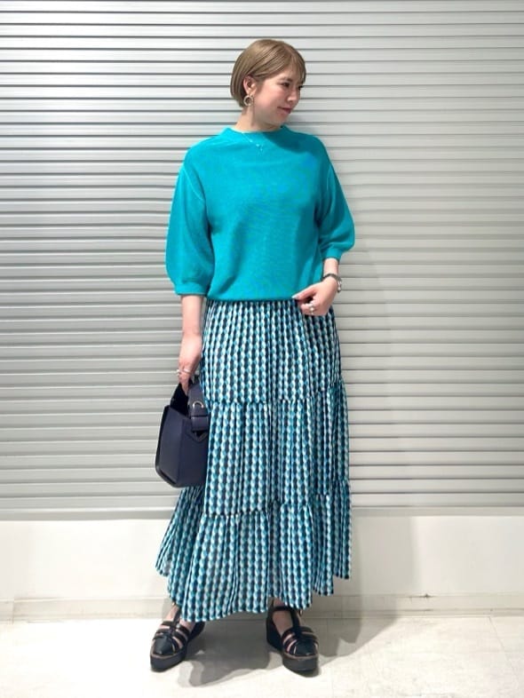 幾何学柄ウエストシャーリングスカート