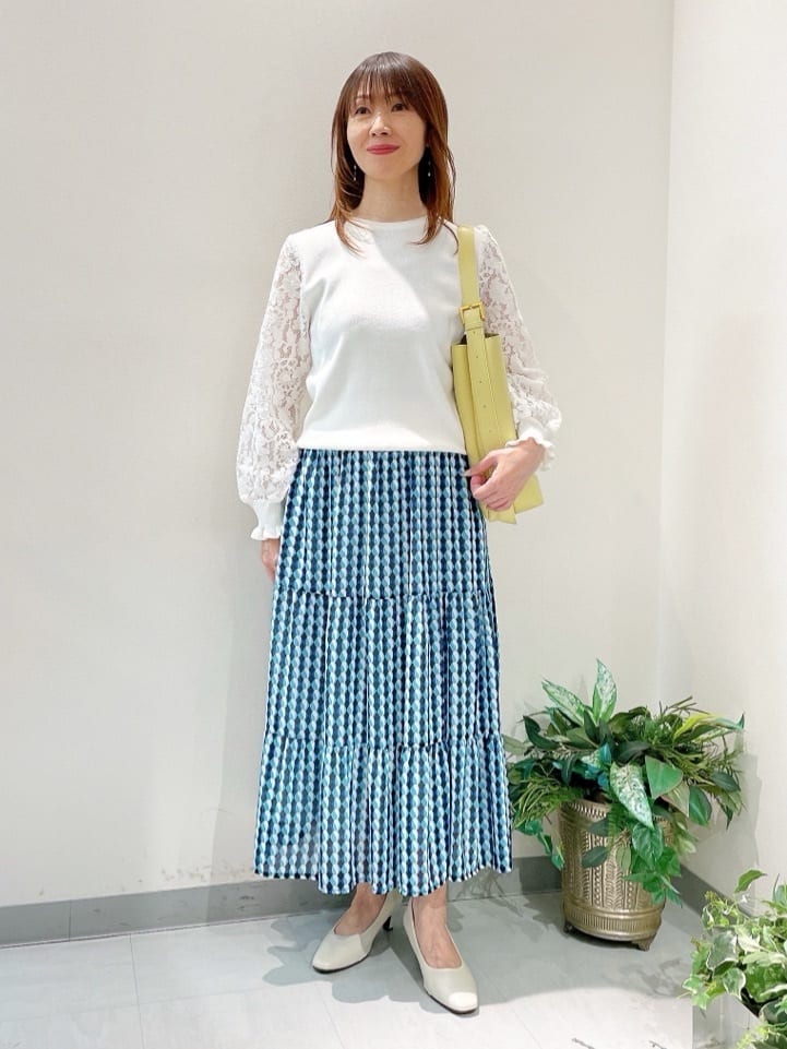 幾何学柄ウエストシャーリングスカート