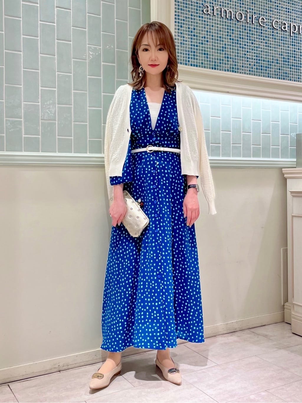 プチドットフロントボタンワンピース