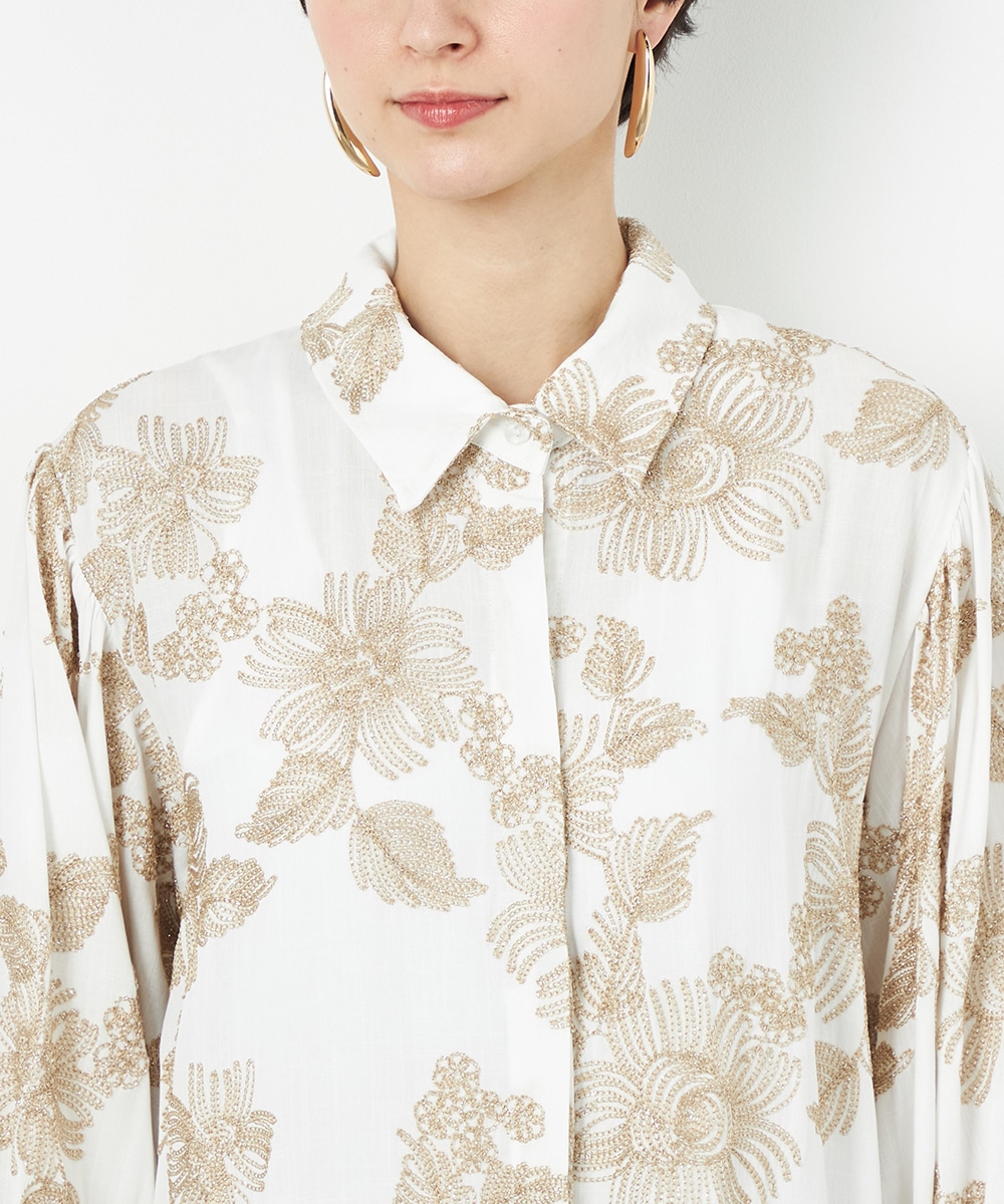 フラワー刺繍シアーワンピース