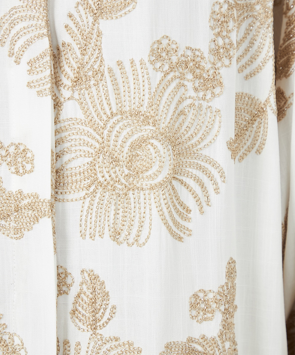 フラワー刺繍シアーワンピース
