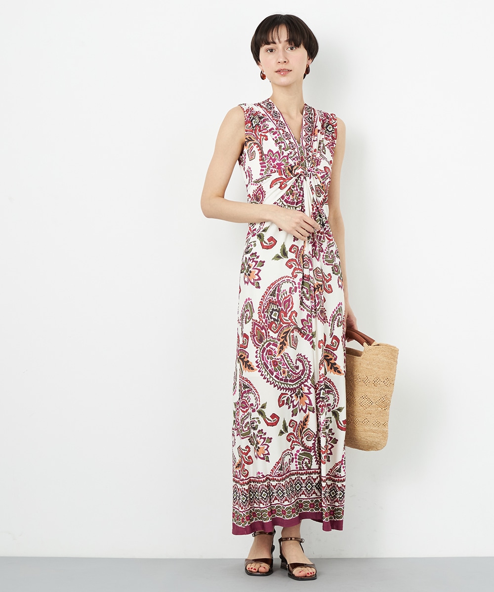 パネルペイズリージャージワンピース