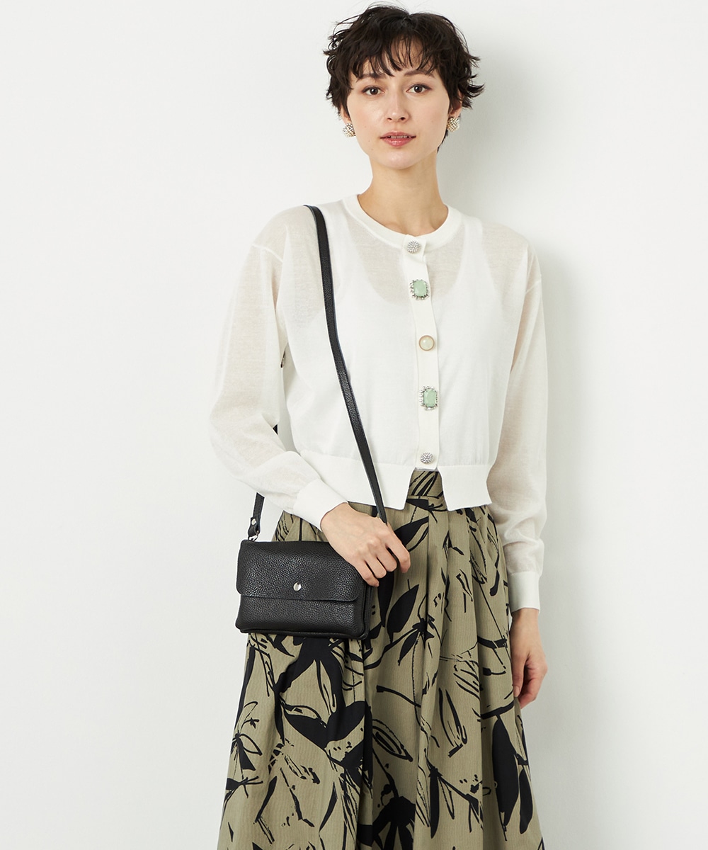 リネン混ビジューカーディガン