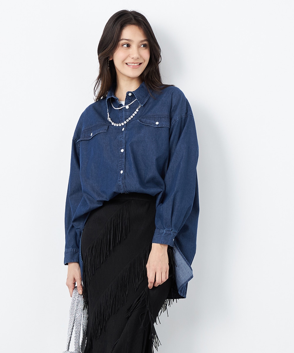 プリーツデニムシャツ