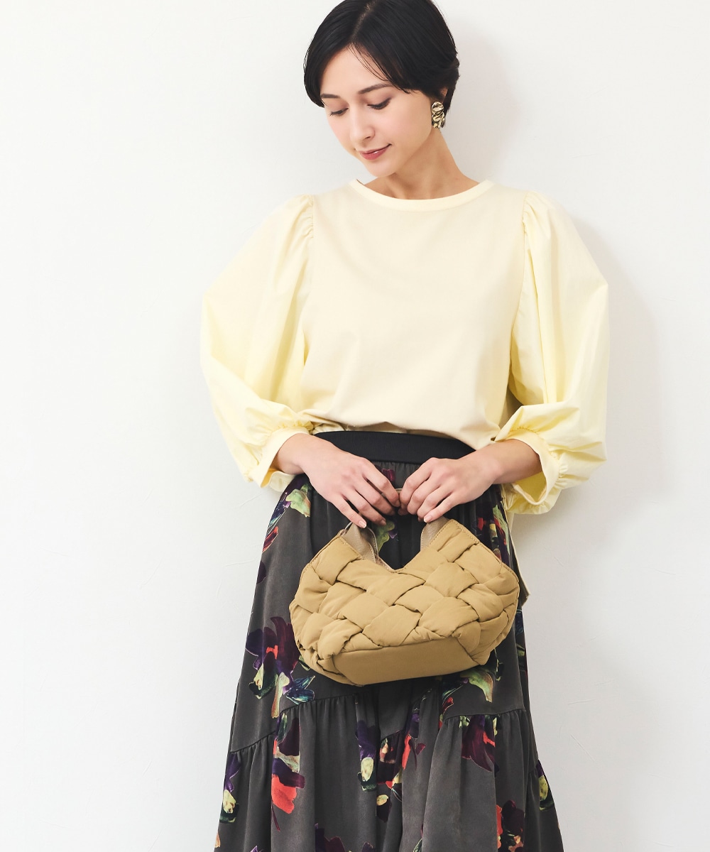 異素材パフスリーブTOPS