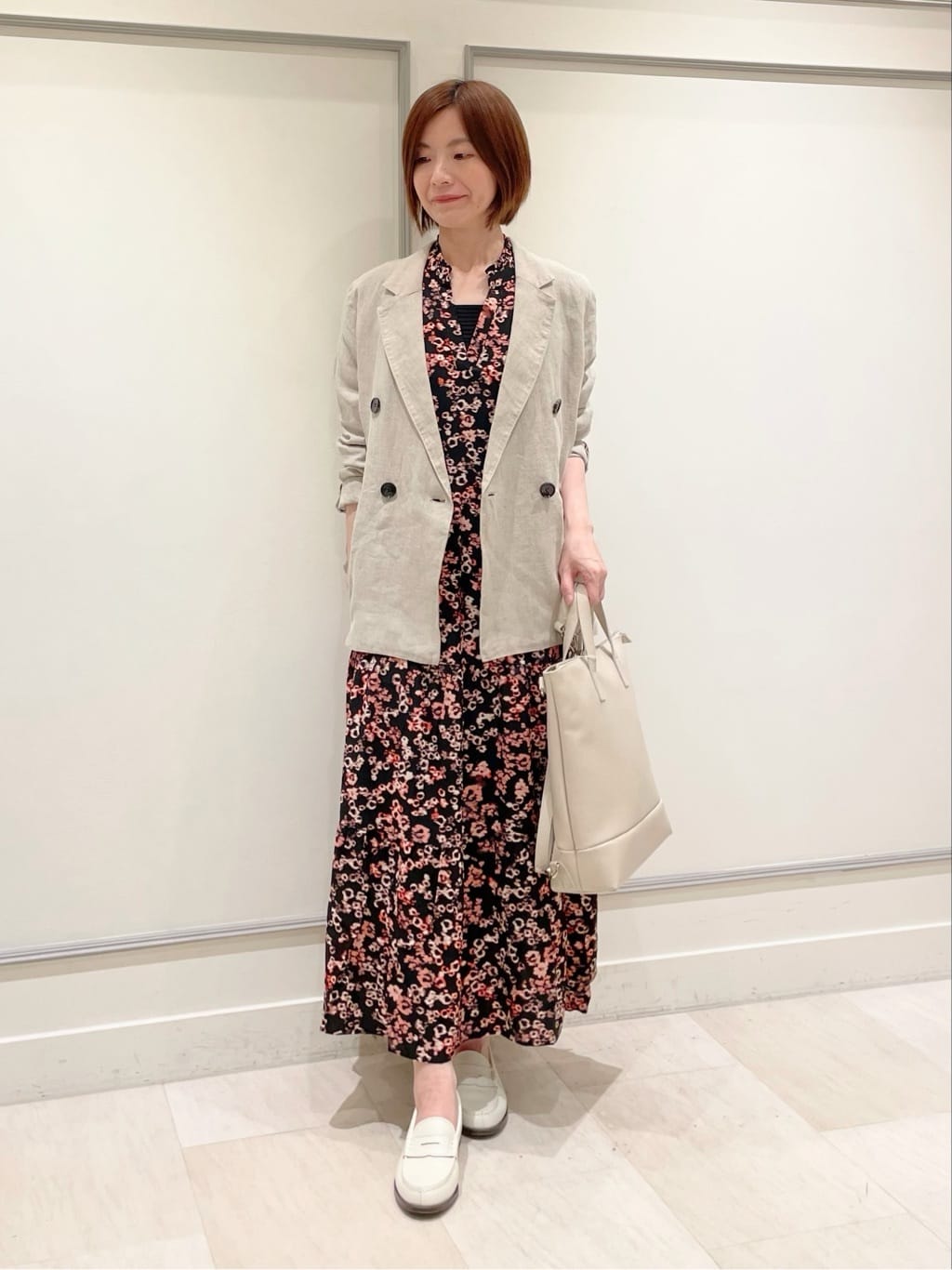 フラワープリントロングワンピース