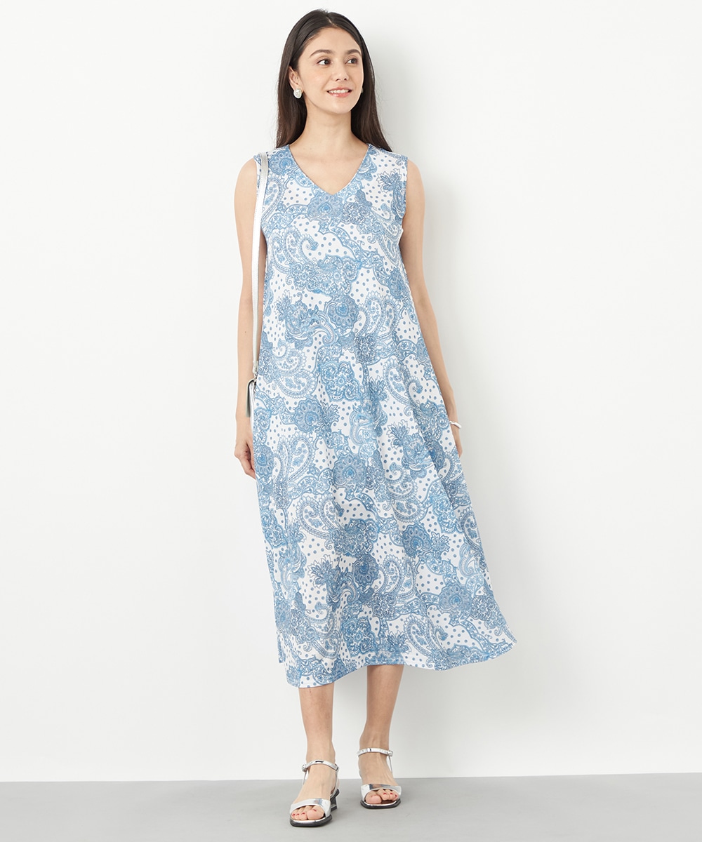 ペイズリーAラインワンピース