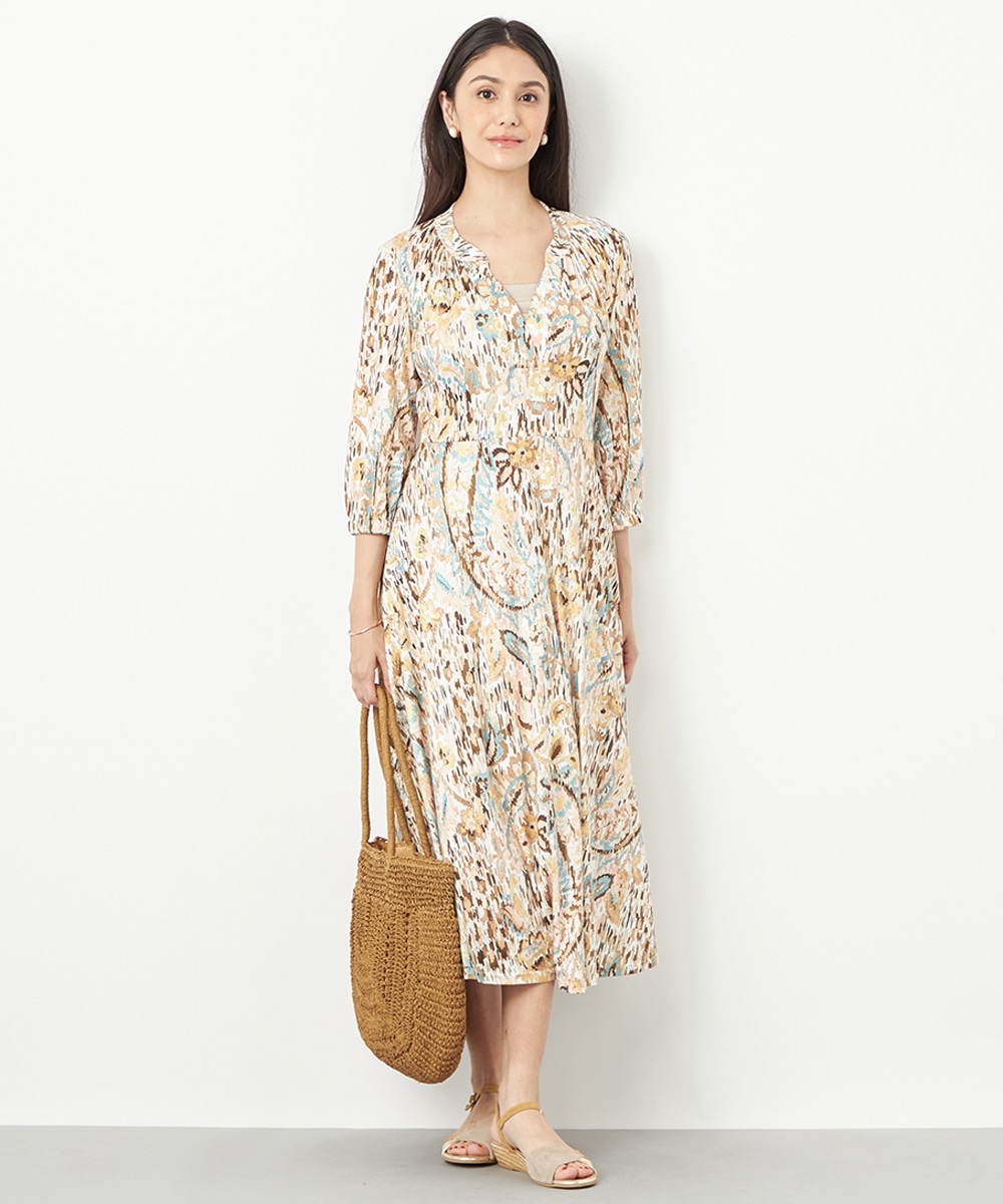 ぼかしペイズリージャージワンピース