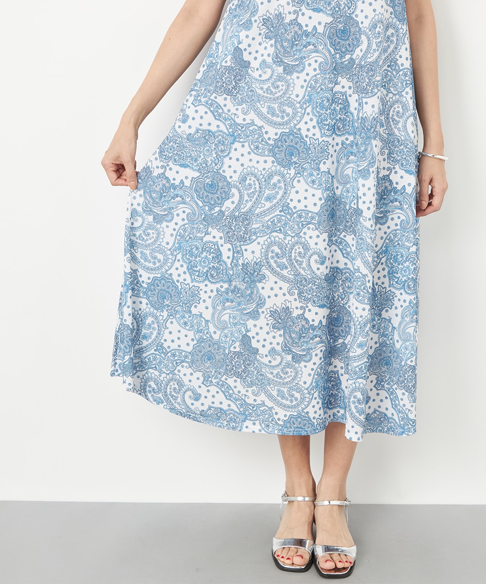 ペイズリーAラインワンピース