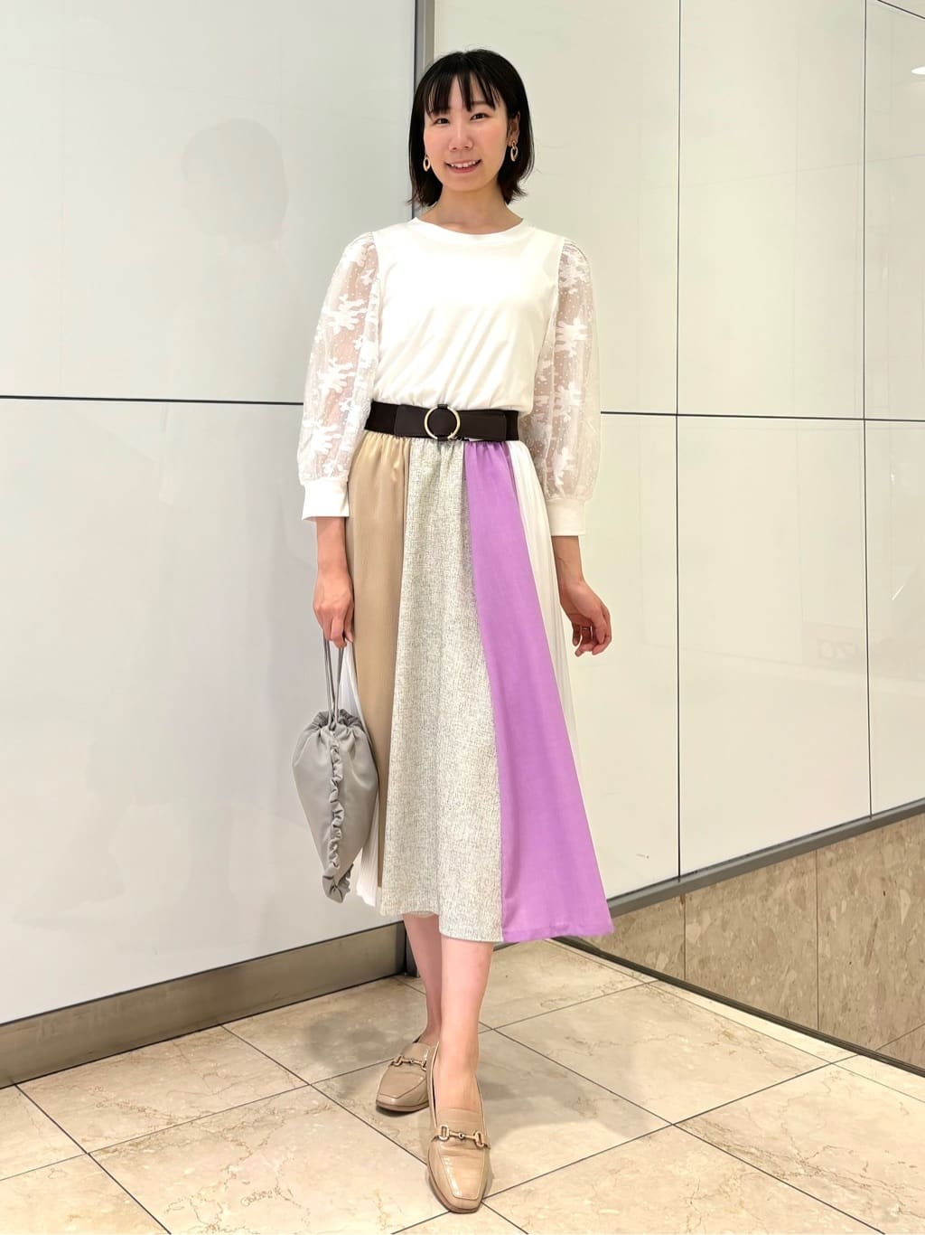 ストライプ切り替えスカート