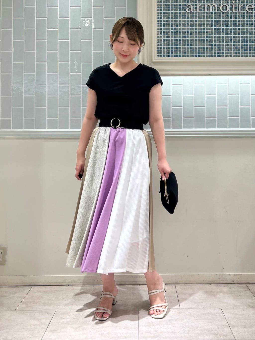 ストライプ切り替えスカート