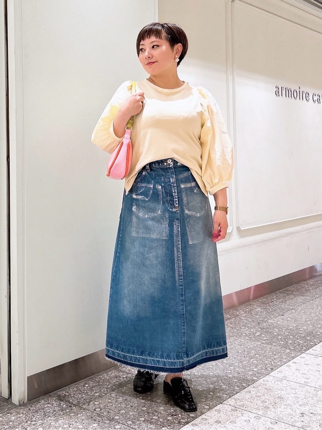 異素材パフスリーブTOPS