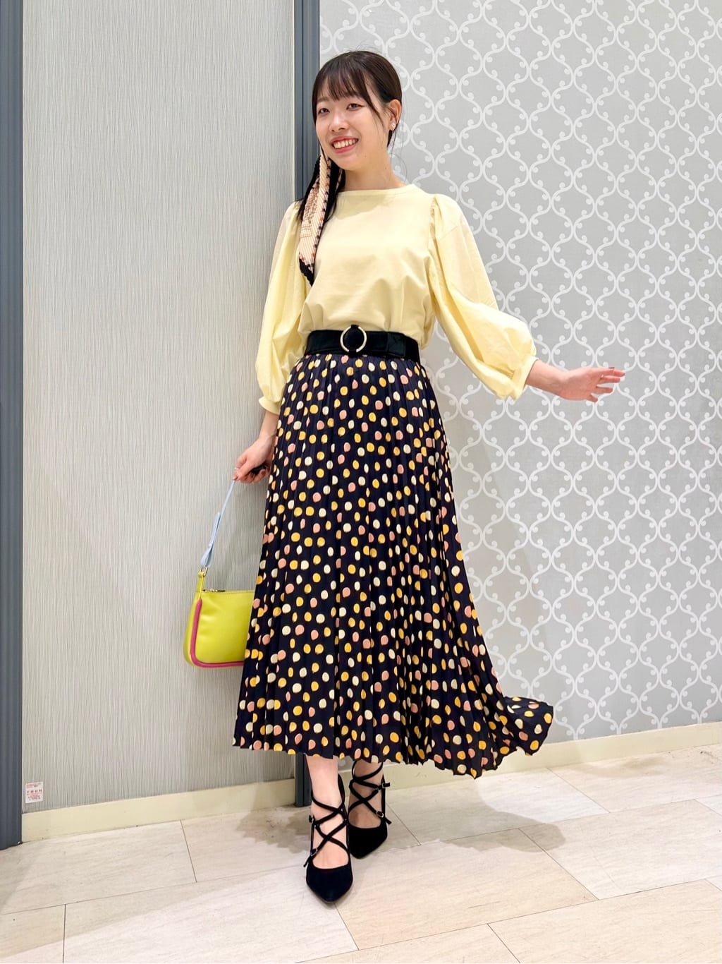 異素材パフスリーブTOPS