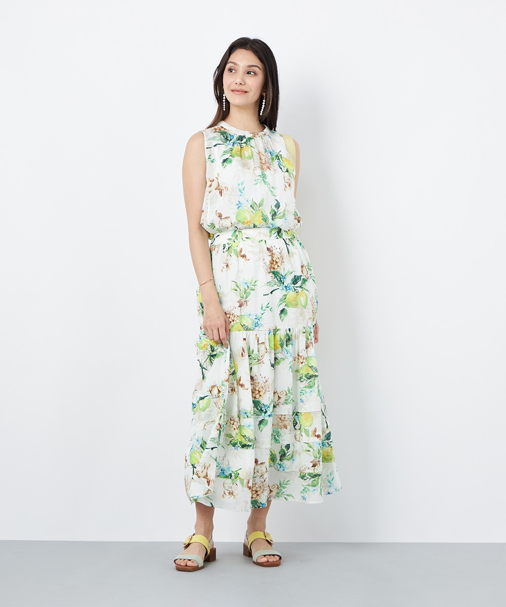 レモンプリントティアードスカート