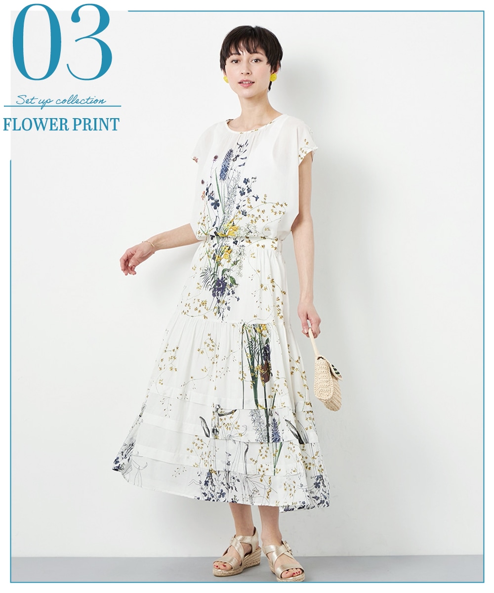 ブーケ柄ブラウス アイボリー