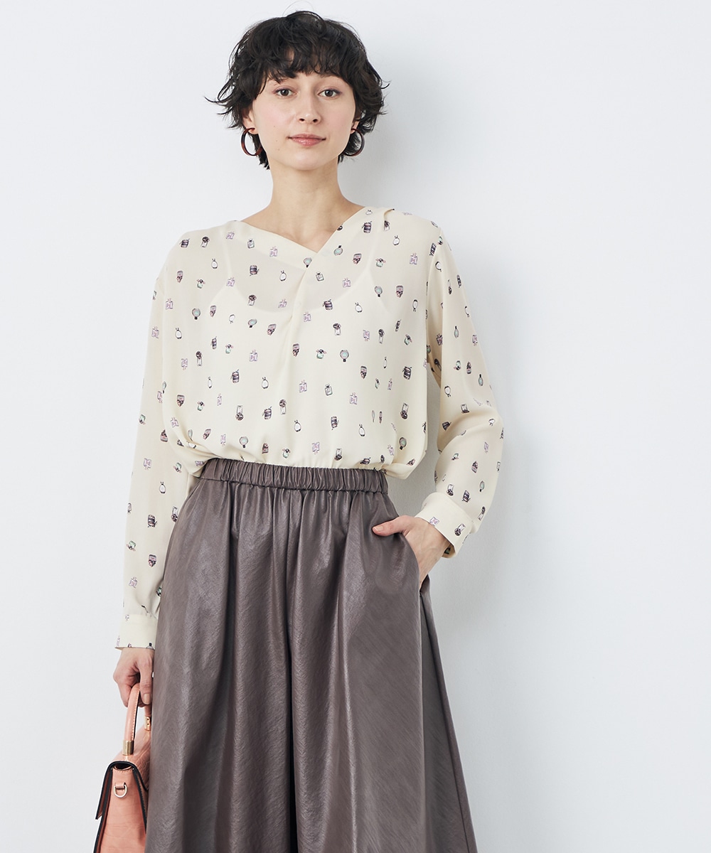 香水プリントブラウス