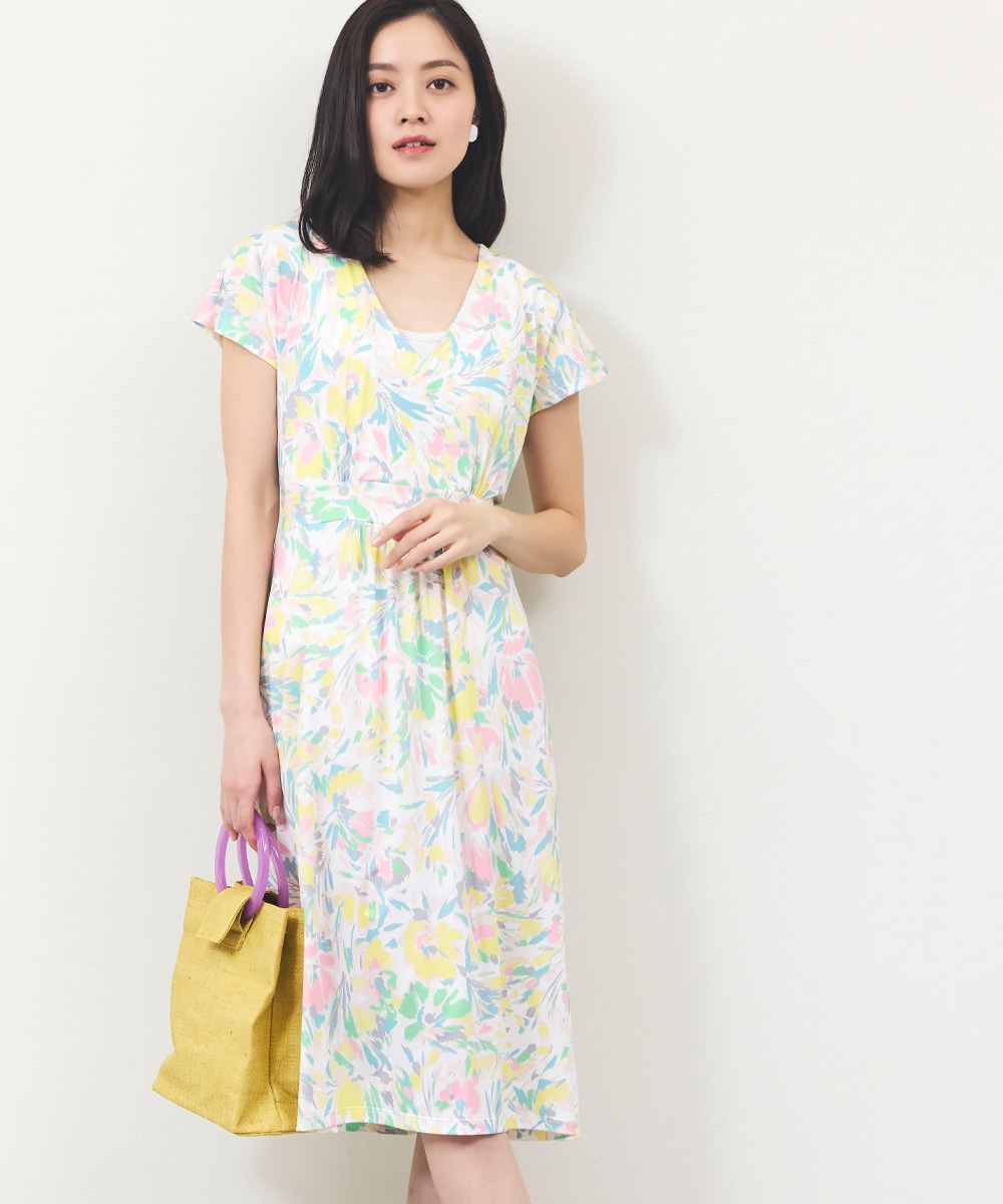 フラワージャージワンピース