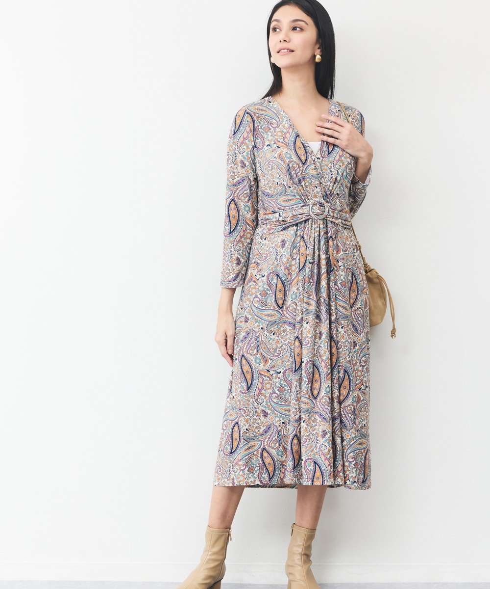 ペイズリージャージワンピース