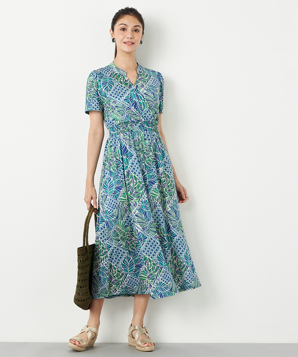 リーフモチーフジャージワンピース