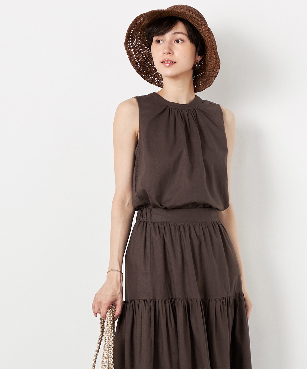 コットンリネンブラウス